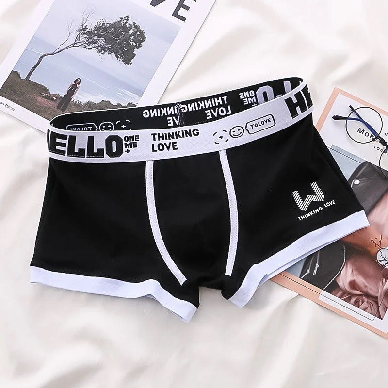Men's Boxer Briefs with Graphic Waistband and Pouch Support