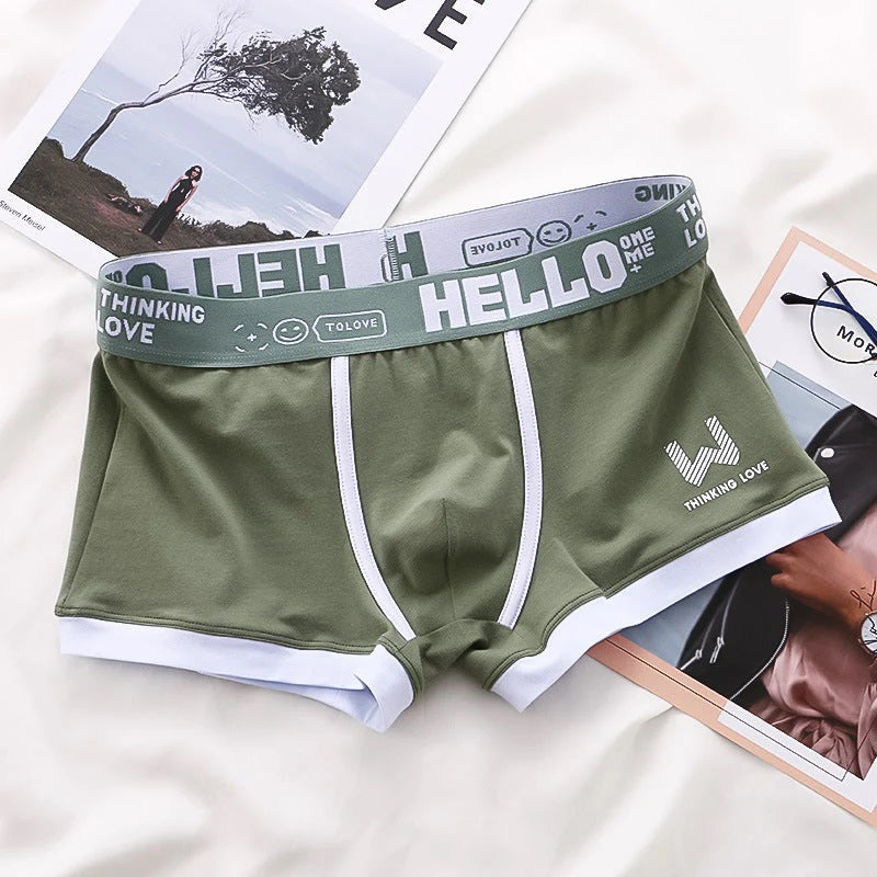 Men's Boxer Briefs with Graphic Waistband and Pouch Support