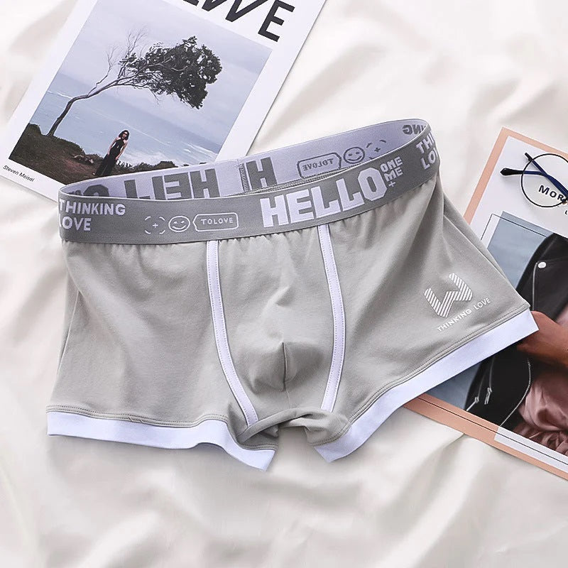 Men's Boxer Briefs with Graphic Waistband and Pouch Support