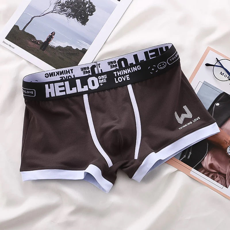 Men's Boxer Briefs with Graphic Waistband and Pouch Support