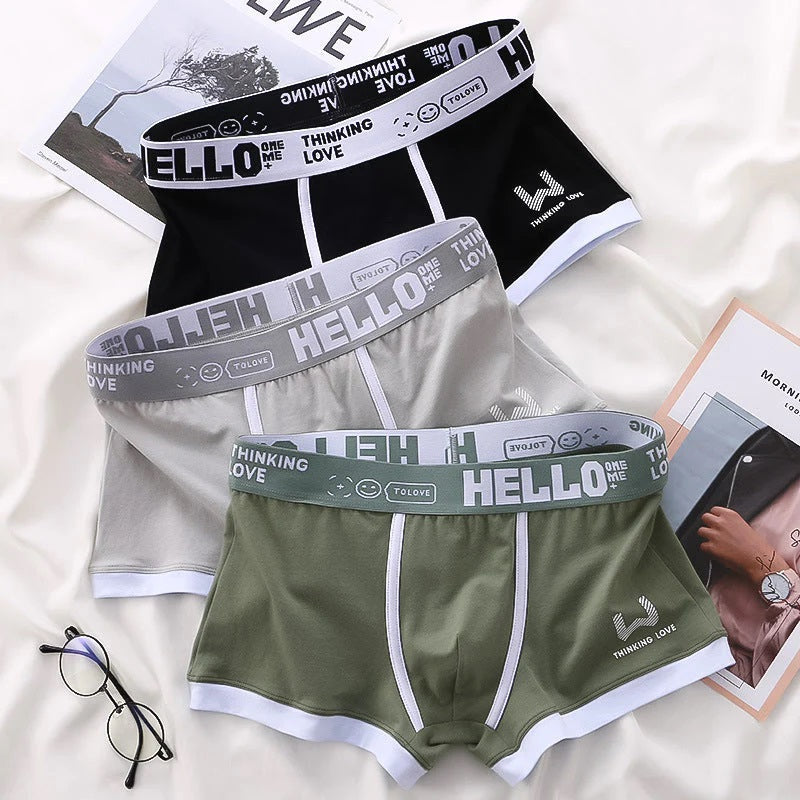 Men's Boxer Briefs with Graphic Waistband and Pouch Support