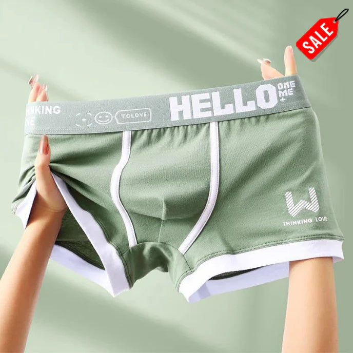 Men's Boxer Briefs with Graphic Waistband and Pouch Support