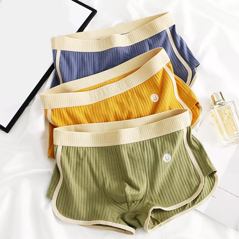 Men's Boxer Briefs with Ribbed Texture and Color-Block Trim