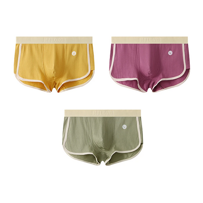 Men's Boxer Briefs with Ribbed Texture and Color-Block Trim