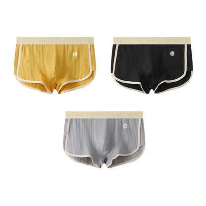 Men's Boxer Briefs with Ribbed Texture and Color-Block Trim