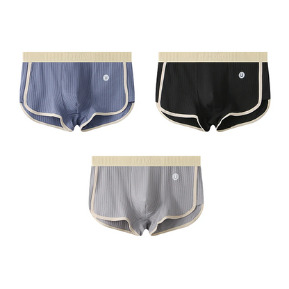 Men's Boxer Briefs with Ribbed Texture and Color-Block Trim