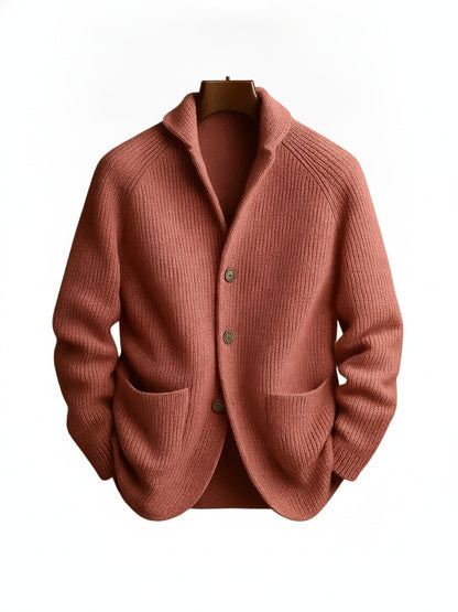 Men's Cardigan with Stand Collar, Button Closure and Front Pockets