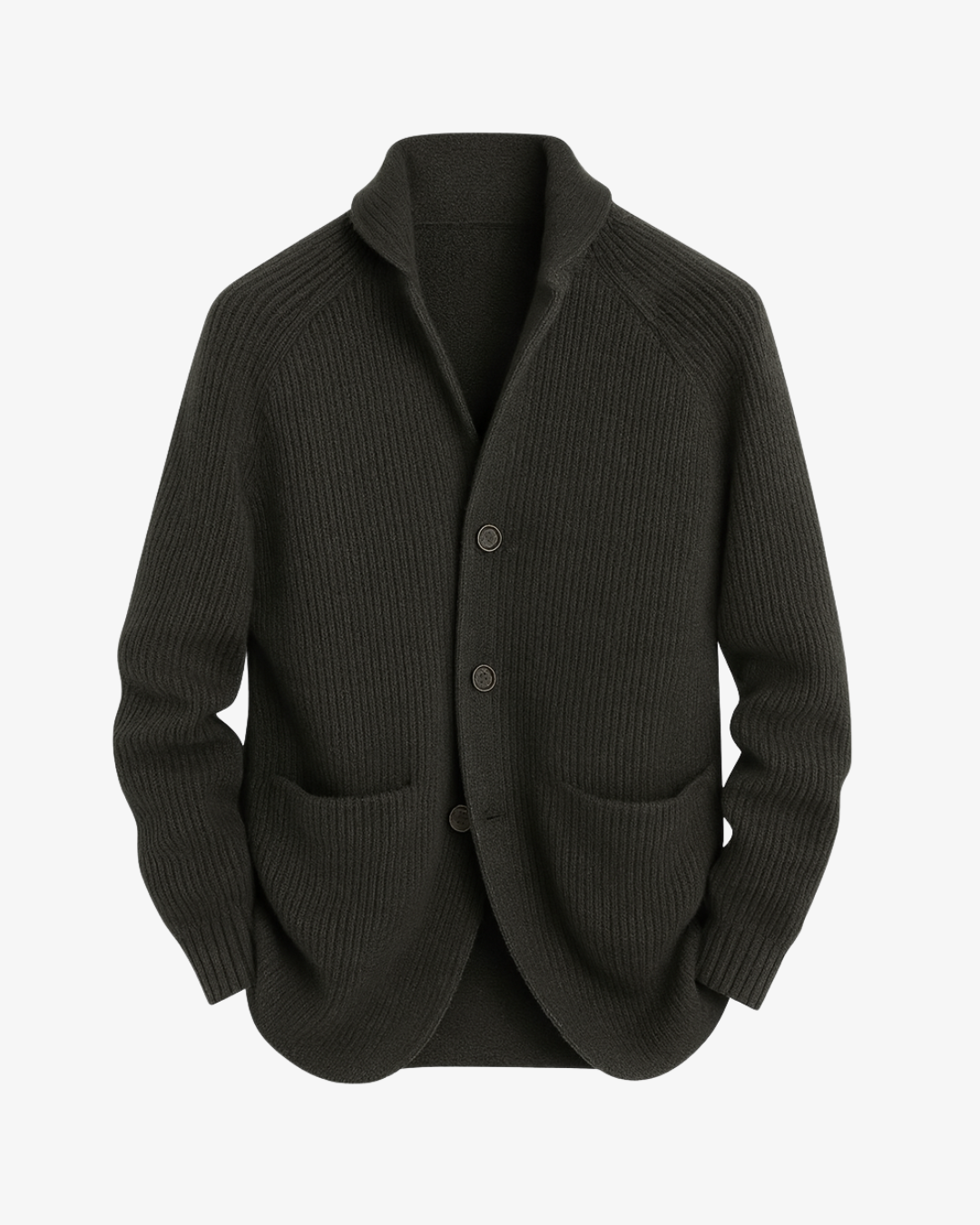 Men's Cardigan with Stand Collar, Button Closure and Patch Pockets