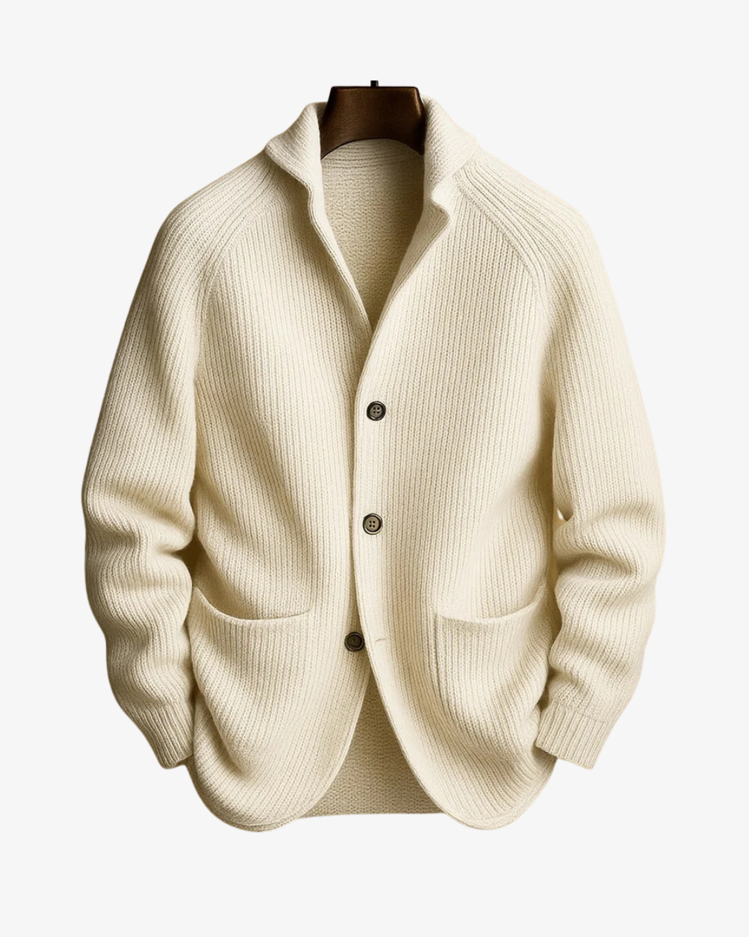 Men's Cardigan with Stand Collar, Button Closure and Patch Pockets