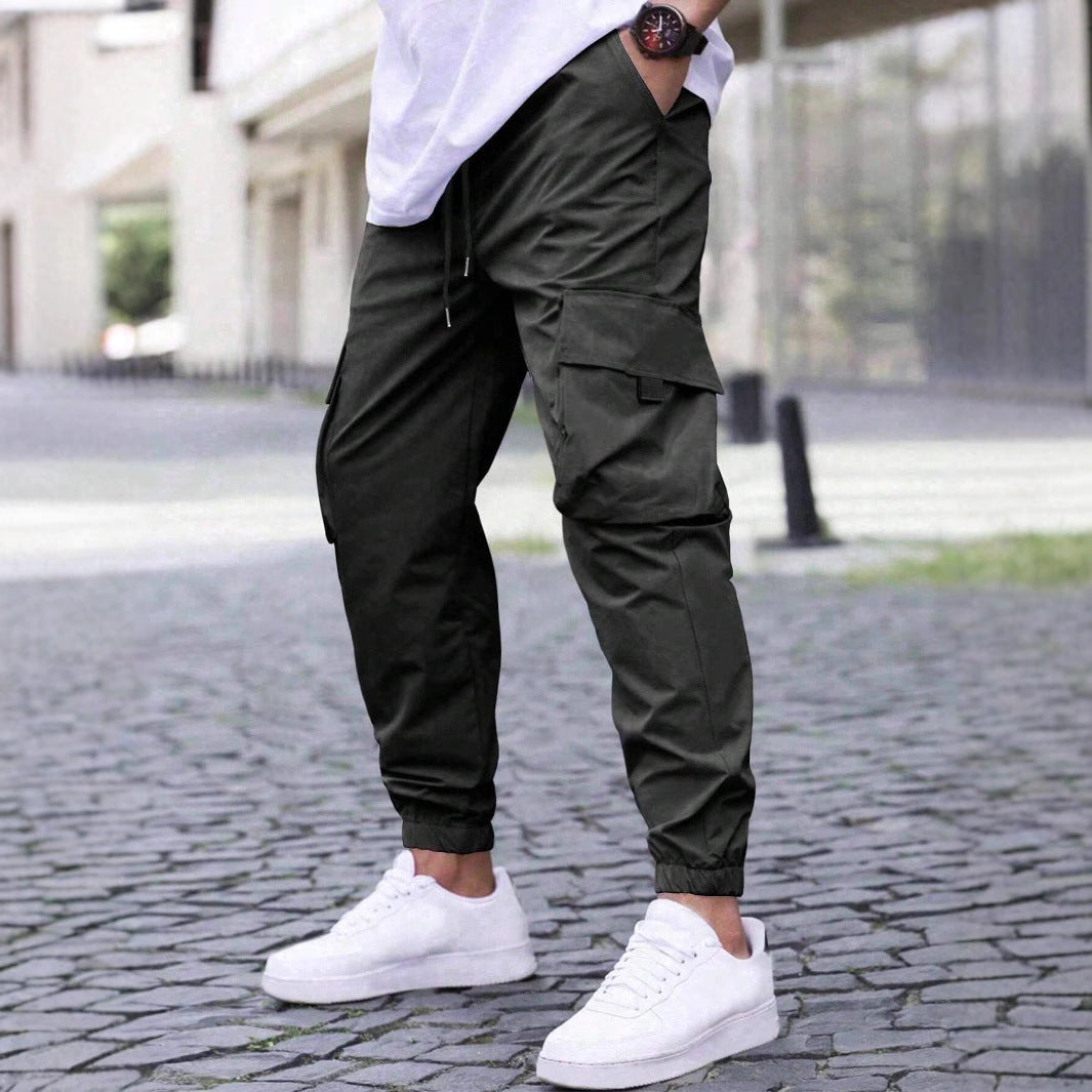Men's Cargo Jogger Pants with Drawstring Waist and Elasticated Cuffs