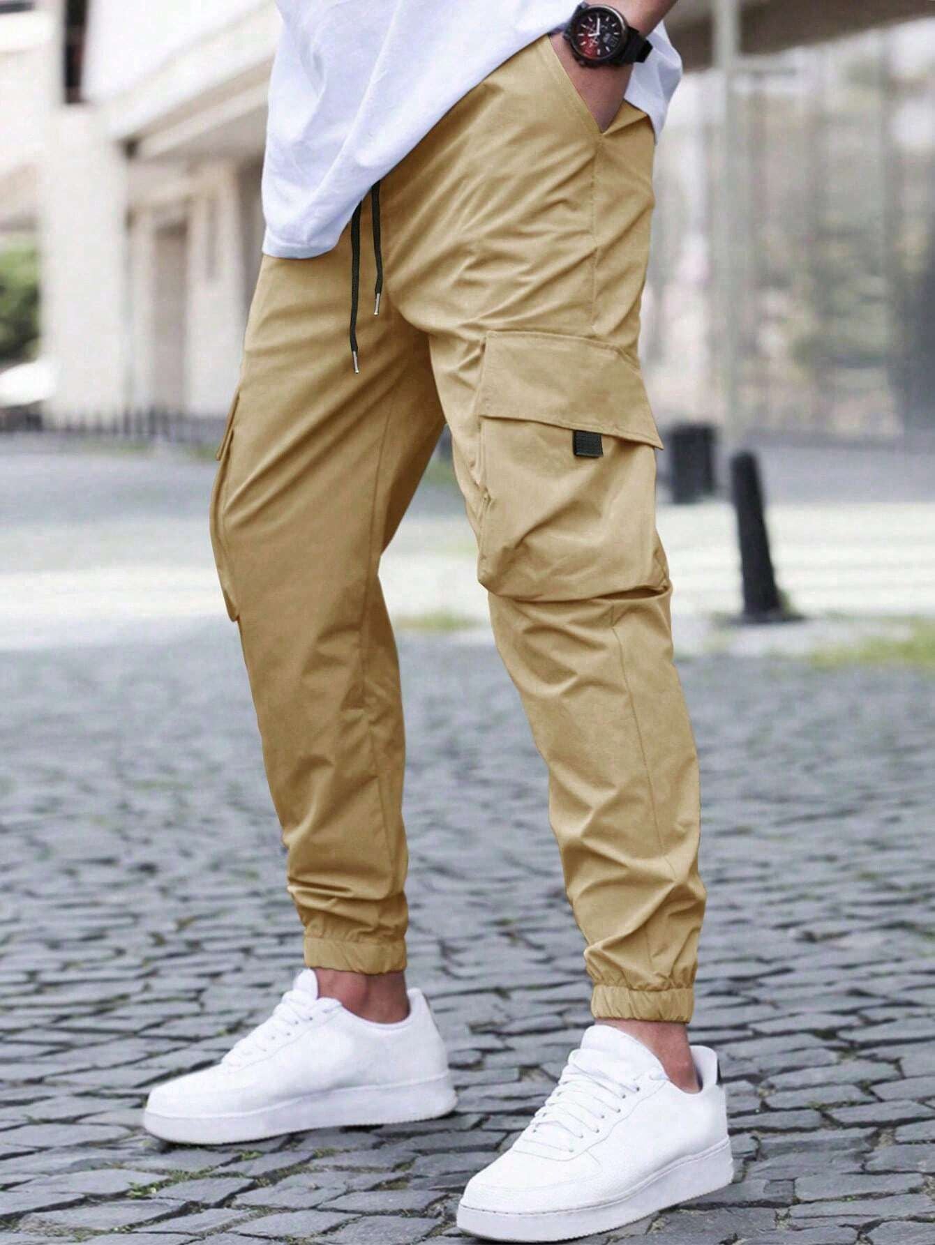 Men's Cargo Jogger Pants with Drawstring Waist and Elasticated Cuffs
