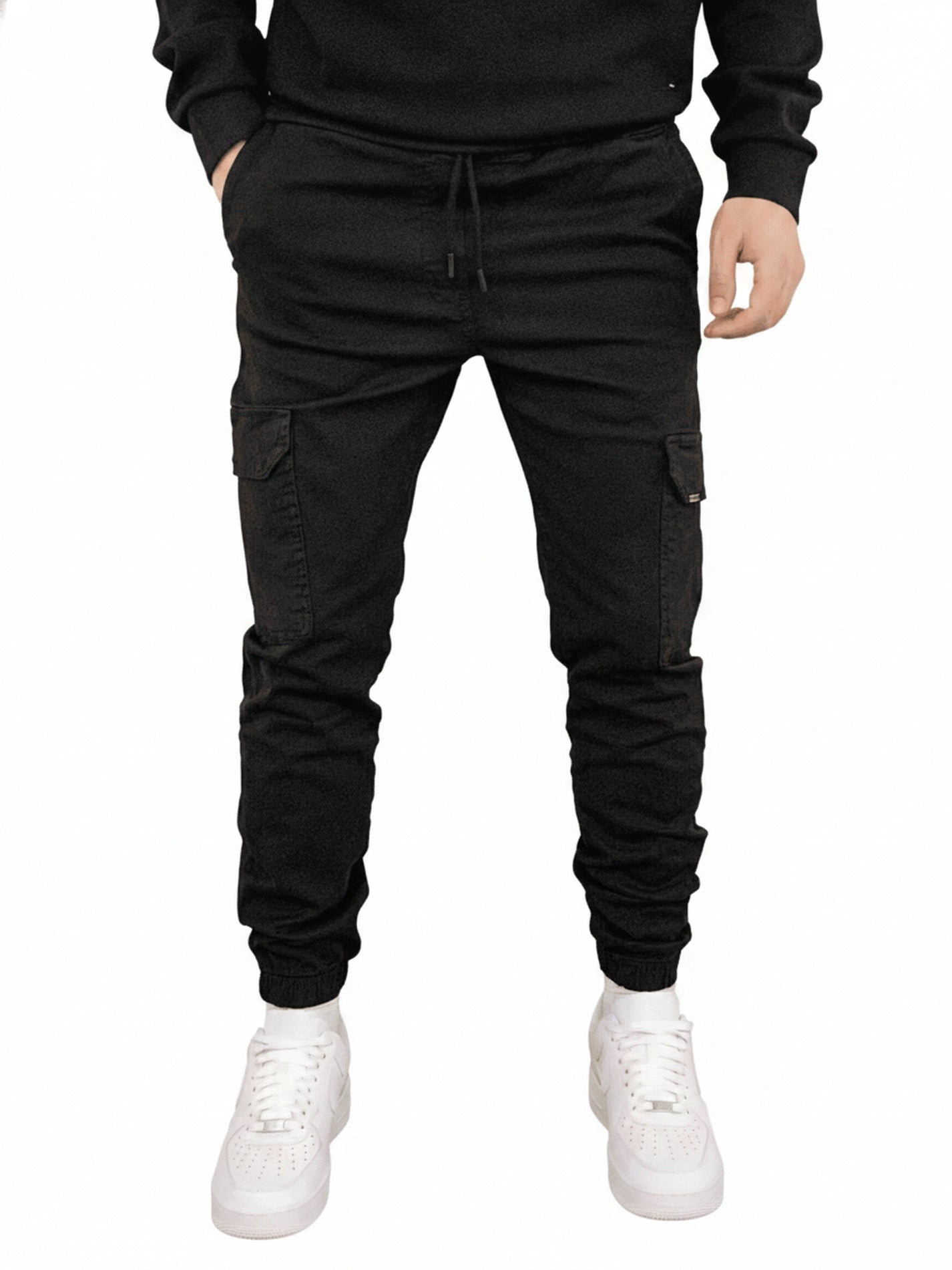 Men's Cargo Jogger Pants with Elasticated Waist and Side Pockets