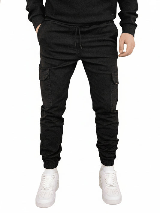 Men's Cargo Jogger Pants with Elasticated Waist and Side Pockets