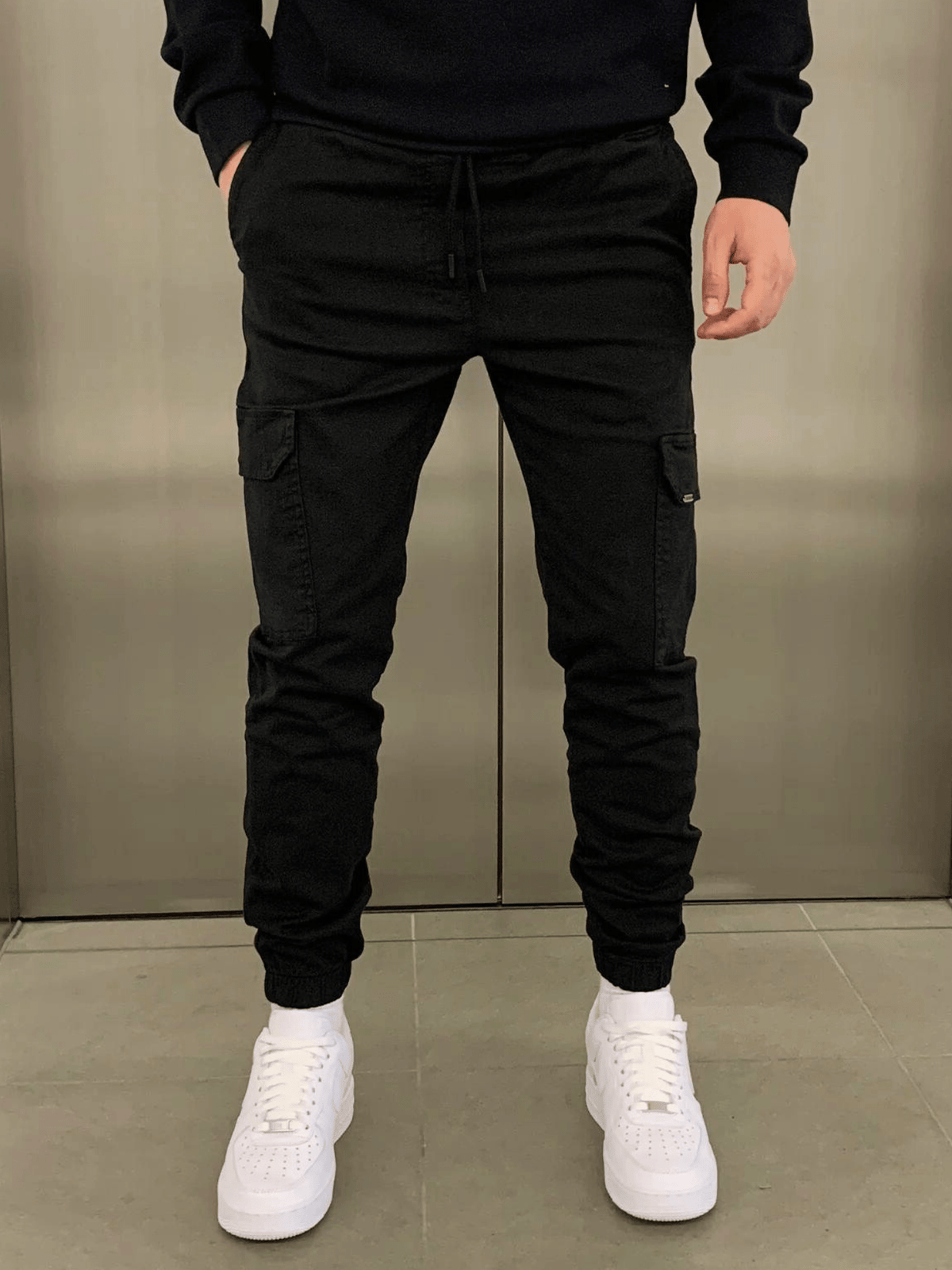 Men's Cargo Jogger Pants with Elasticated Waist and Side Pockets