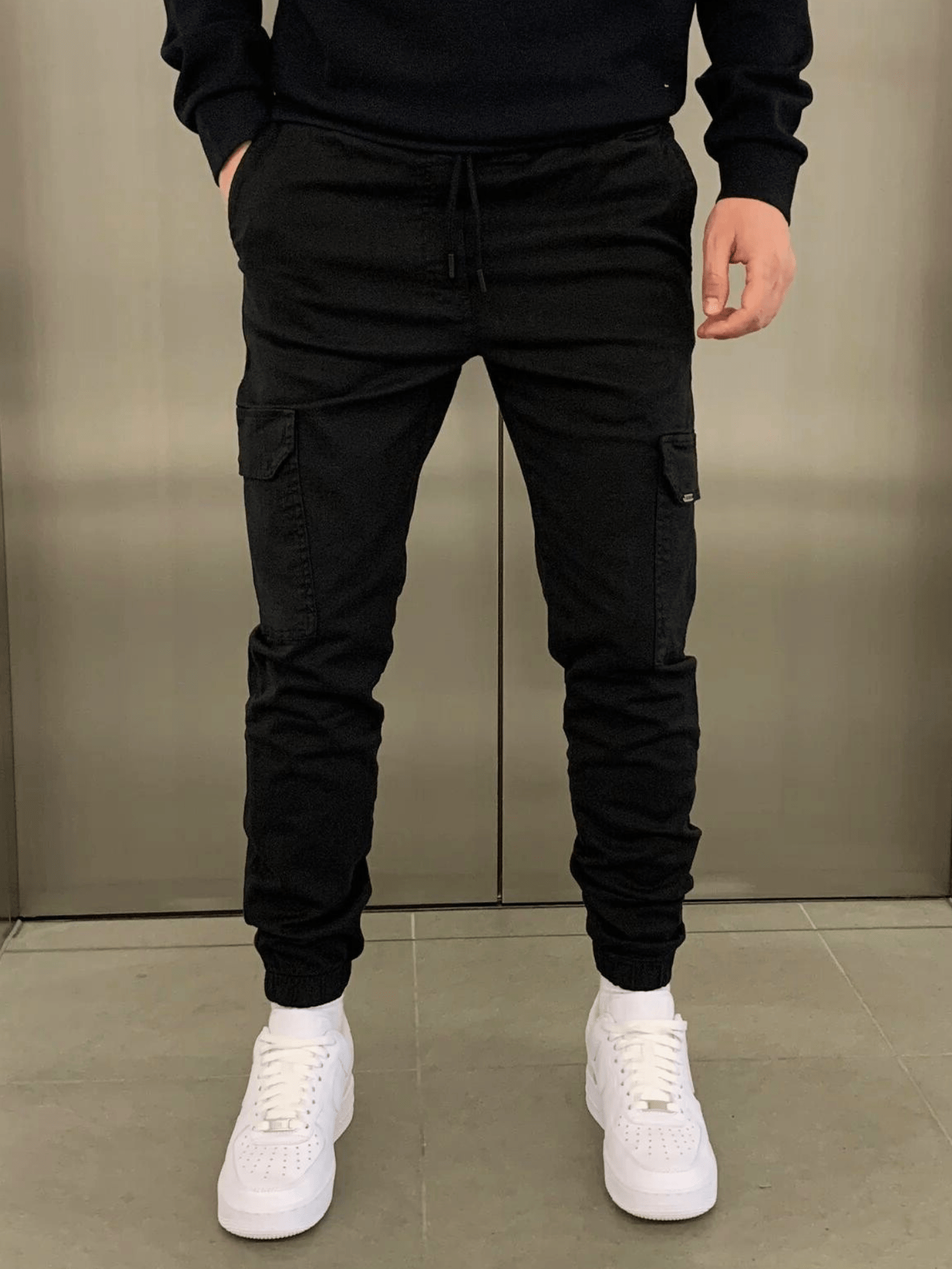 Men's Cargo Jogger Pants with Elasticated Waist and Side Pockets