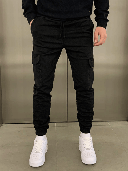 Men's Cargo Jogger Pants with Elasticated Waist and Side Pockets