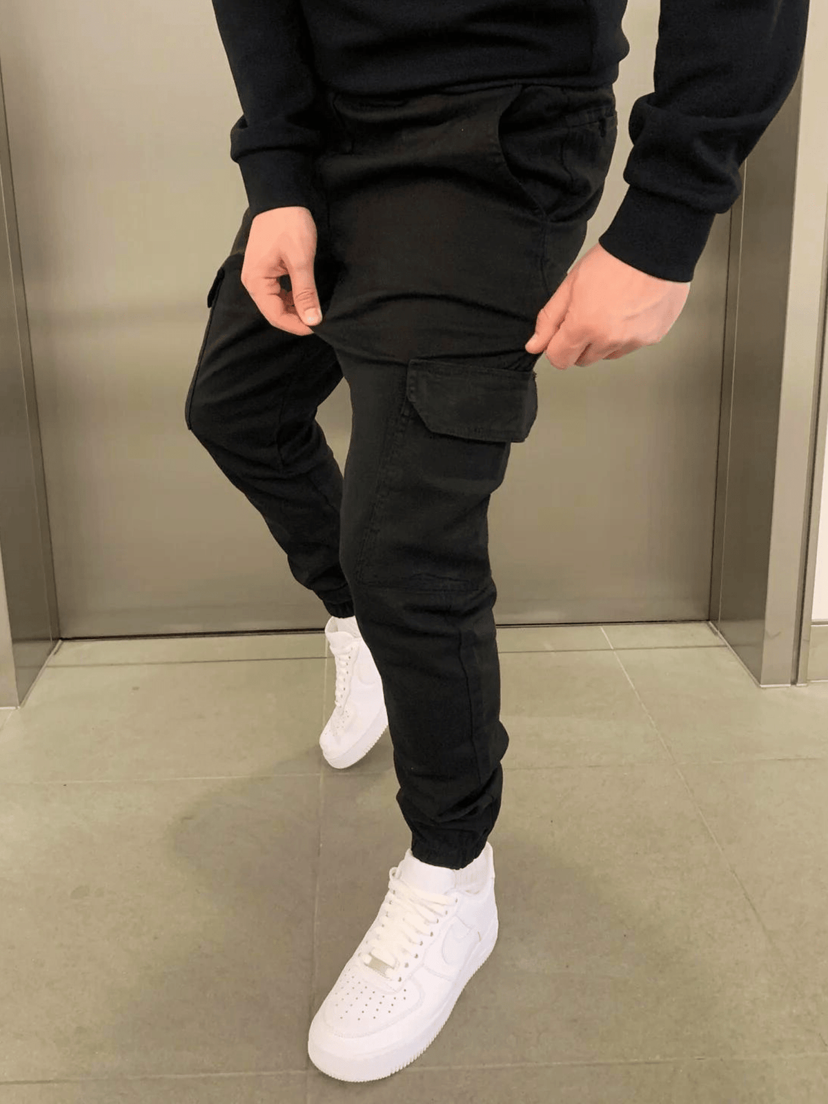 Men's Cargo Jogger Pants with Elasticated Waist and Side Pockets