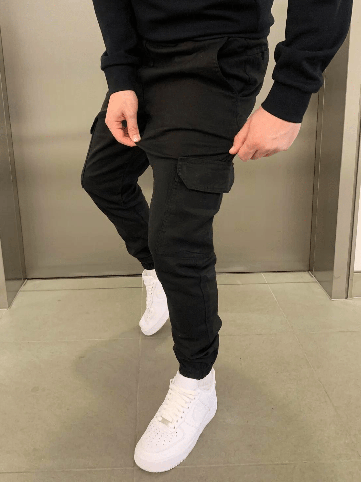 Men's Cargo Jogger Pants with Elasticated Waist and Side Pockets