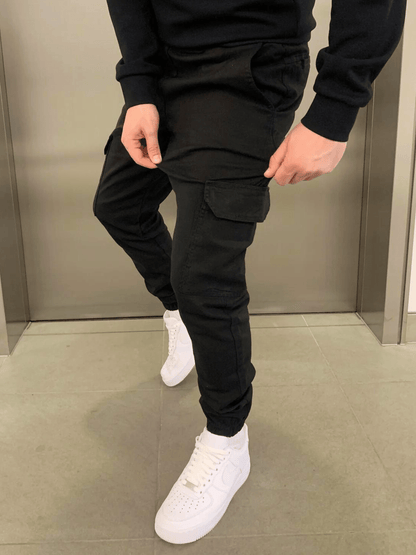 Men's Cargo Jogger Pants with Elasticated Waist and Side Pockets