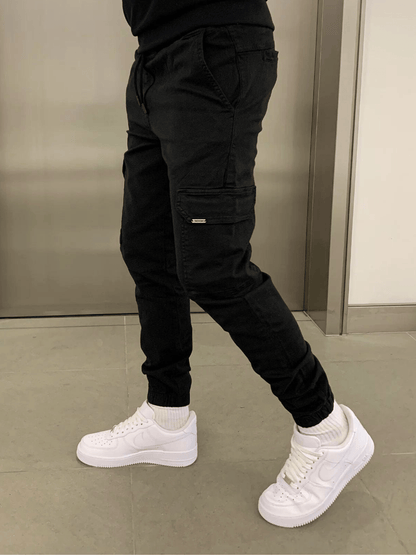 Men's Cargo Jogger Pants with Elasticated Waist and Side Pockets