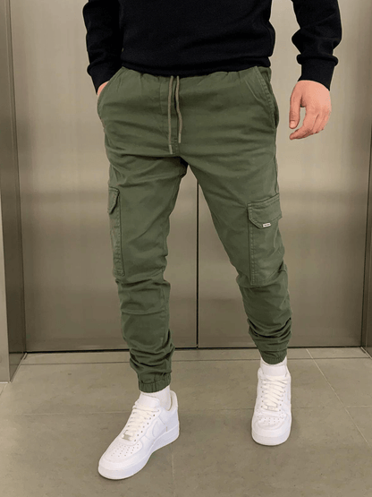 Men's Cargo Jogger Pants with Elasticated Waist and Side Pockets