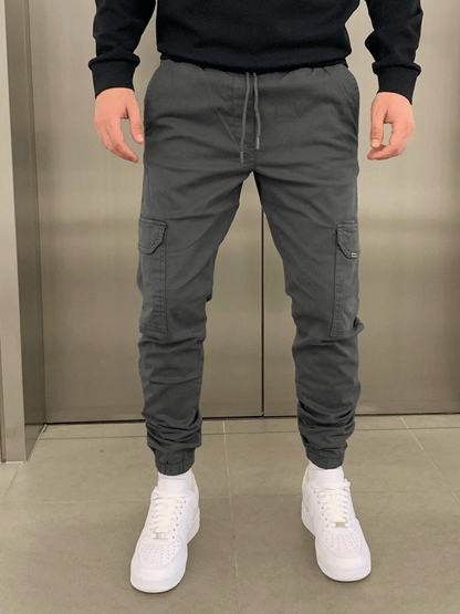 Men's Cargo Jogger Pants with Elasticated Waist and Side Pockets