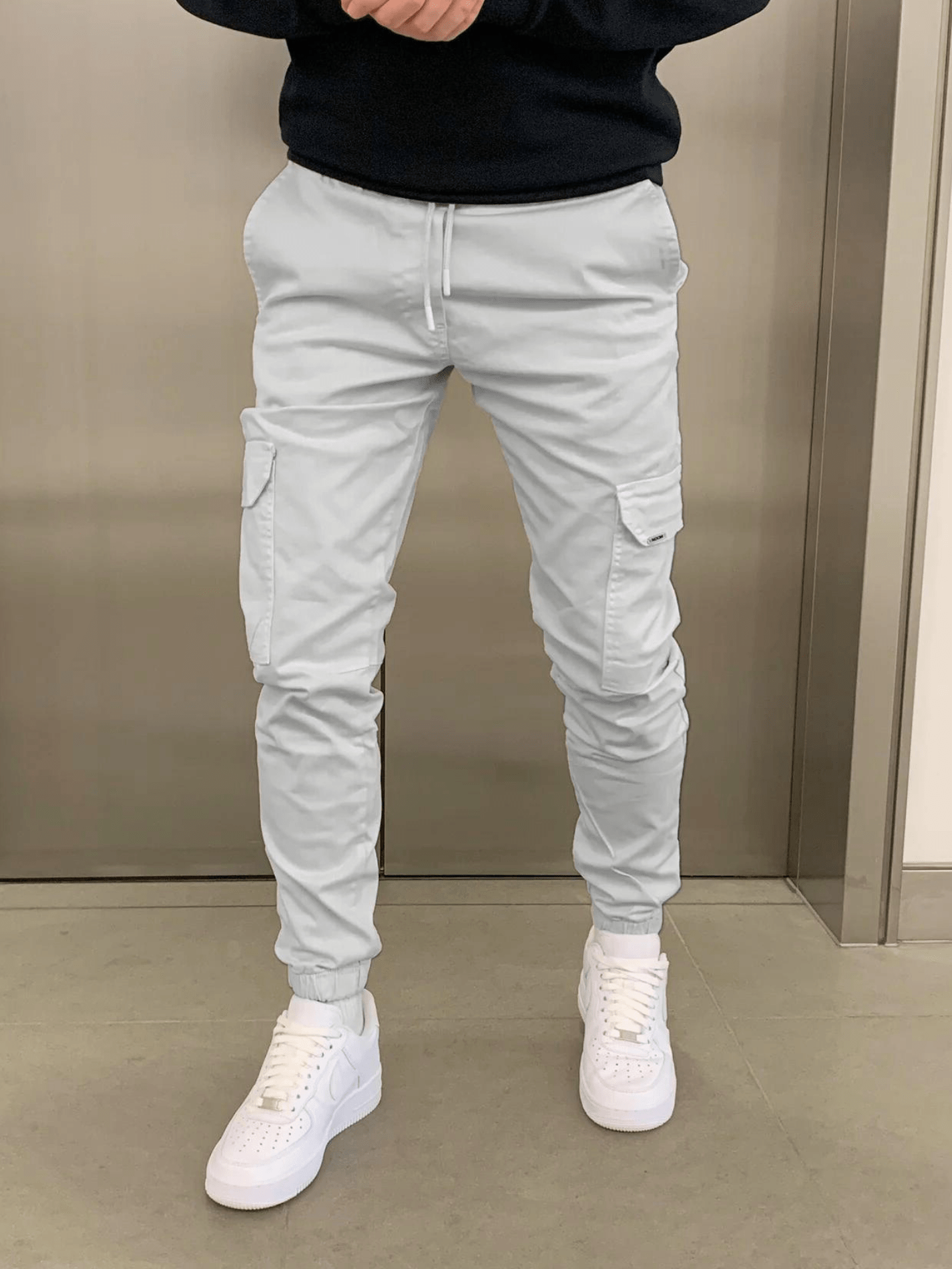 Men's Cargo Jogger Pants with Elasticated Waist and Side Pockets