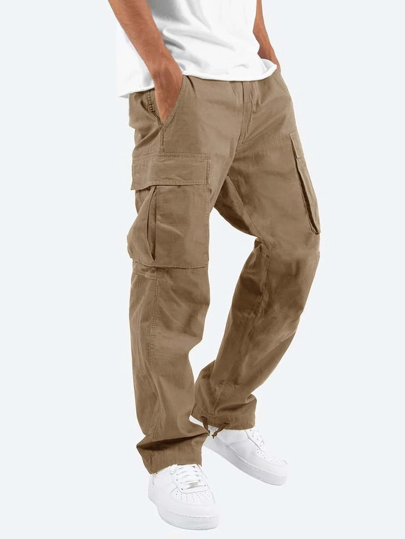 Men's Cargo Pants Wide Leg Relaxed Fit with Multi-Pocket Design