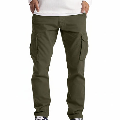 Men's Cargo Pants with Multiple Pockets and Straight Fit