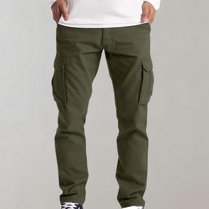 Men's Cargo Pants with Multiple Pockets and Straight Fit