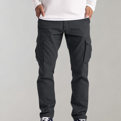 Men's Cargo Pants with Multiple Pockets and Straight Fit