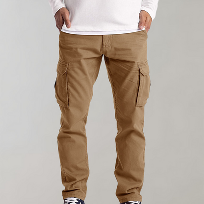 Men's Cargo Pants with Multiple Pockets and Straight Fit