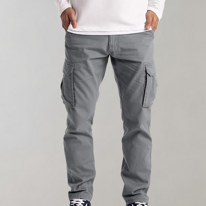Men's Cargo Pants with Multiple Pockets and Straight Fit