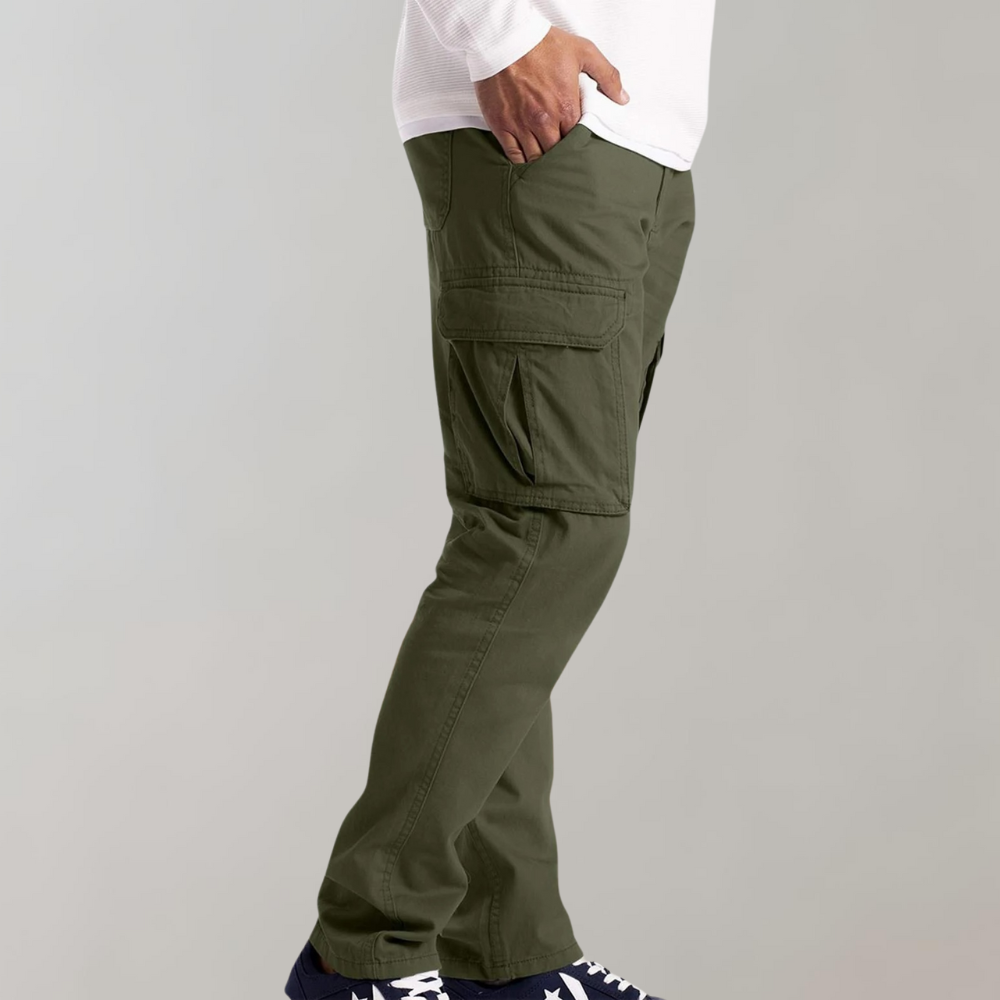 Men's Cargo Pants with Multiple Pockets and Straight Fit