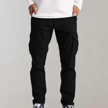 Men's Cargo Pants with Straight Fit and Multi-Pocket Design