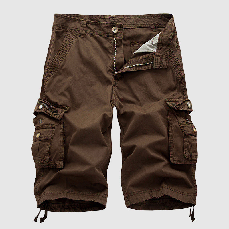 Men's Cargo Shorts Knee Length with Multi-Pocket Design and Drawstring Hem