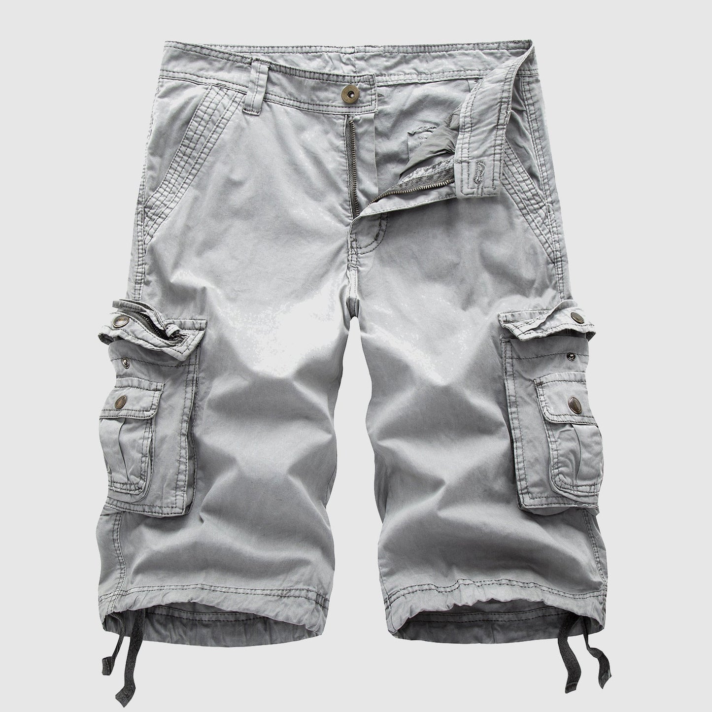 Men's Cargo Shorts Knee Length with Multi-Pocket Design and Drawstring Hem