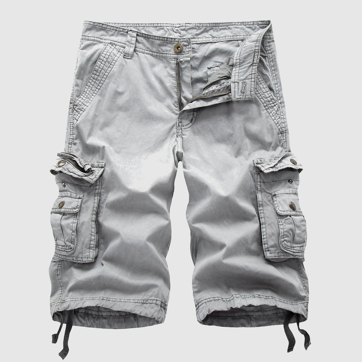 Men's Cargo Shorts Knee Length with Multi-Pocket Design and Drawstring Hem
