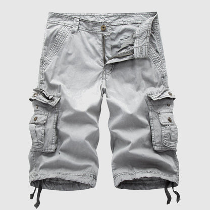 Men's Cargo Shorts Knee Length with Multi-Pocket Design and Drawstring Hem