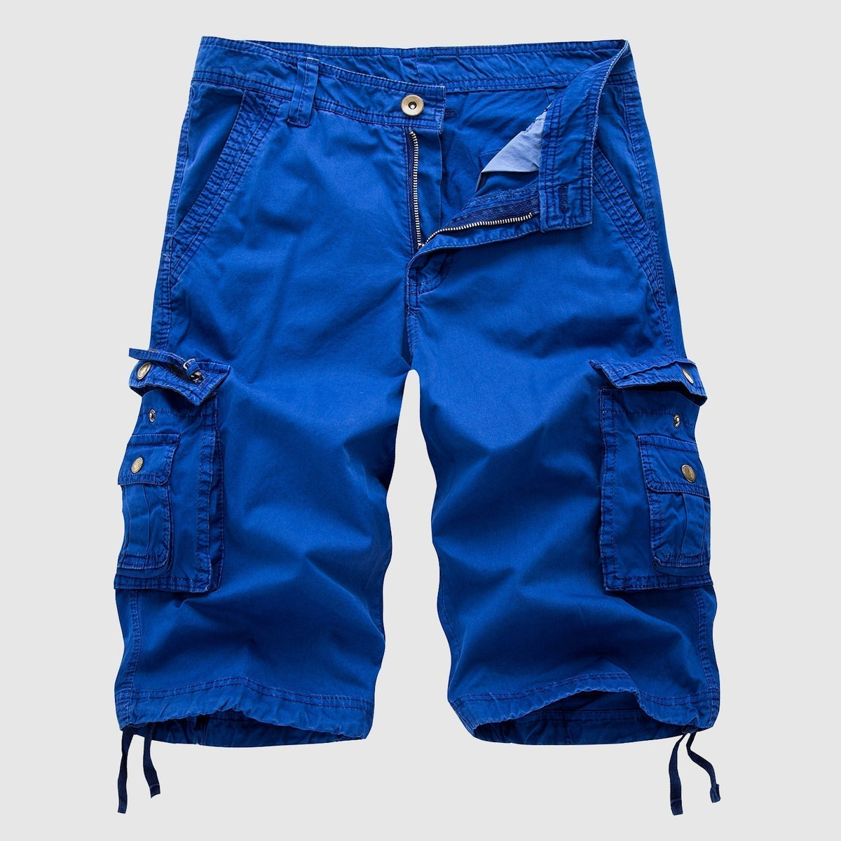 Men's Cargo Shorts Knee Length with Multi-Pocket Design and Drawstring Hem