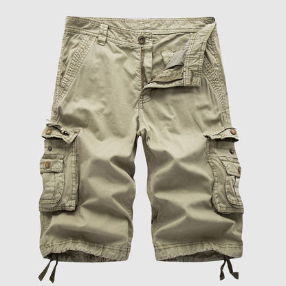 Men's Cargo Shorts Knee Length with Multi-Pocket Design and Drawstring Hem