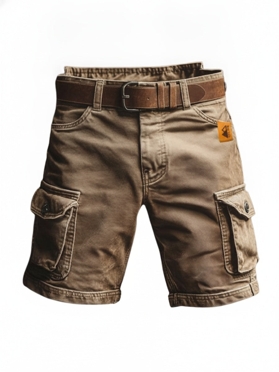 Men's Cargo Shorts Relaxed Fit with Flap Pockets and Vintage Wash