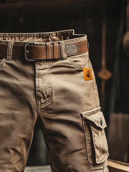 Men's Cargo Shorts Relaxed Fit with Flap Pockets and Vintage Wash