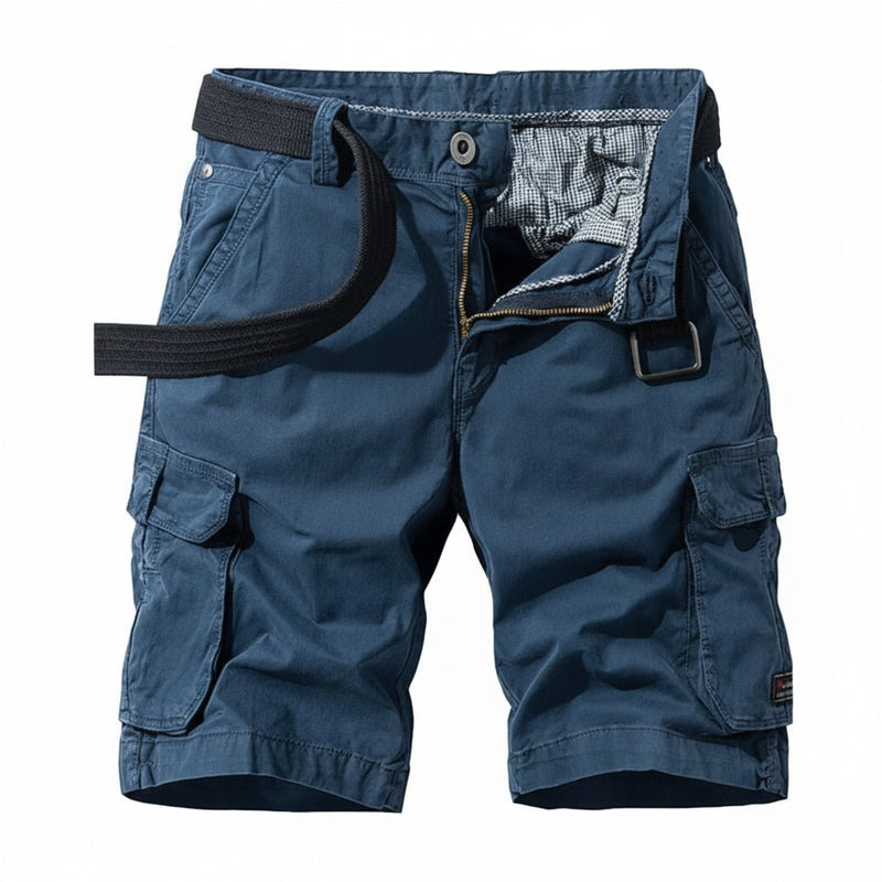 Men's Cargo Shorts with Belt and Multi-Pocket Design
