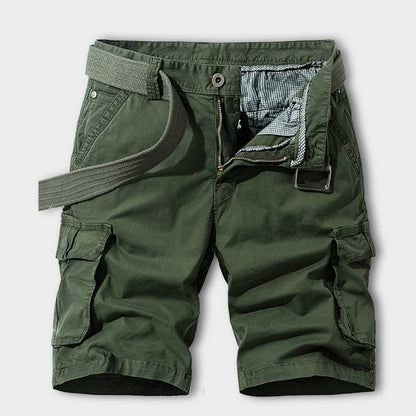 Men's Cargo Shorts with Belt and Multi-Pocket Design