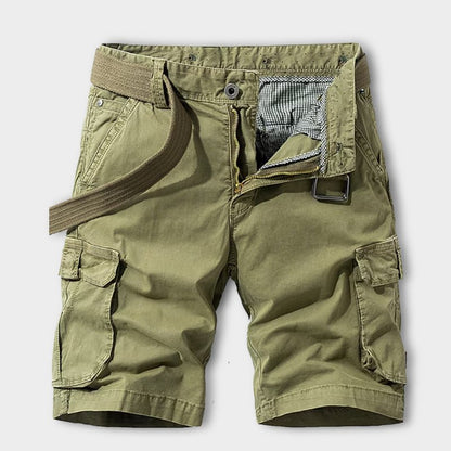 Men's Cargo Shorts with Belt and Multi-Pocket Design