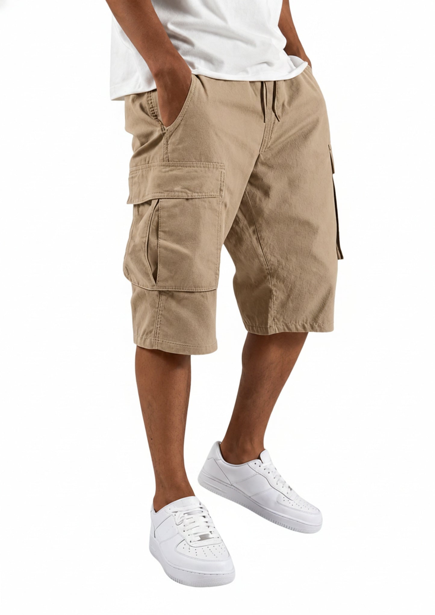 Men's Cargo Shorts with Drawstring Waist and Side Pockets