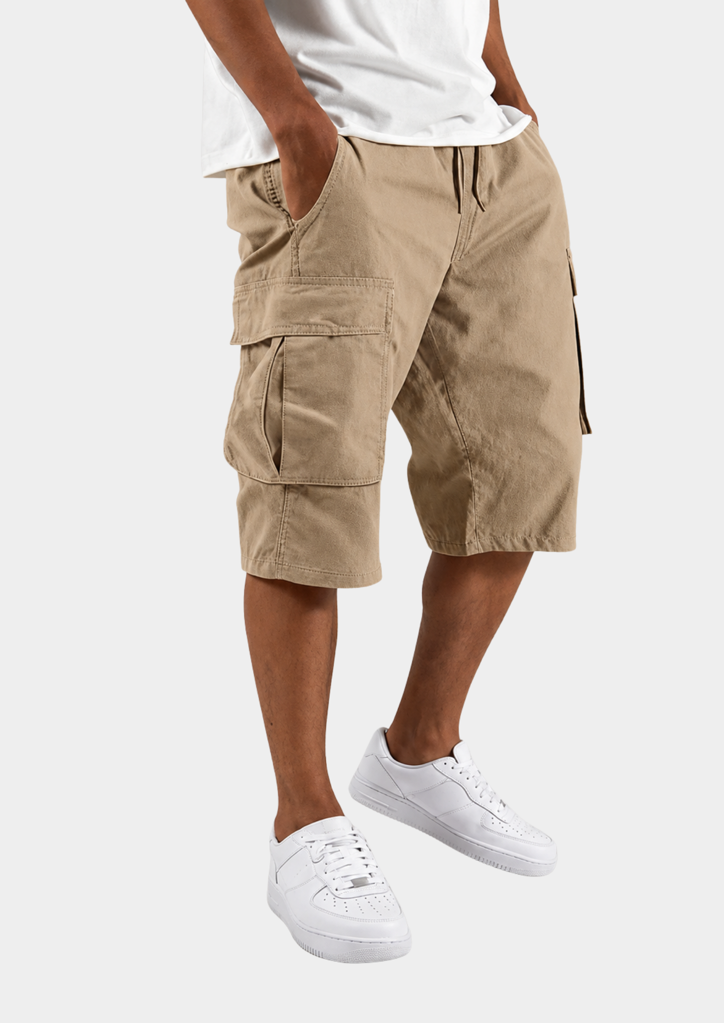 Men's Cargo Shorts with Drawstring Waist and Side Pockets