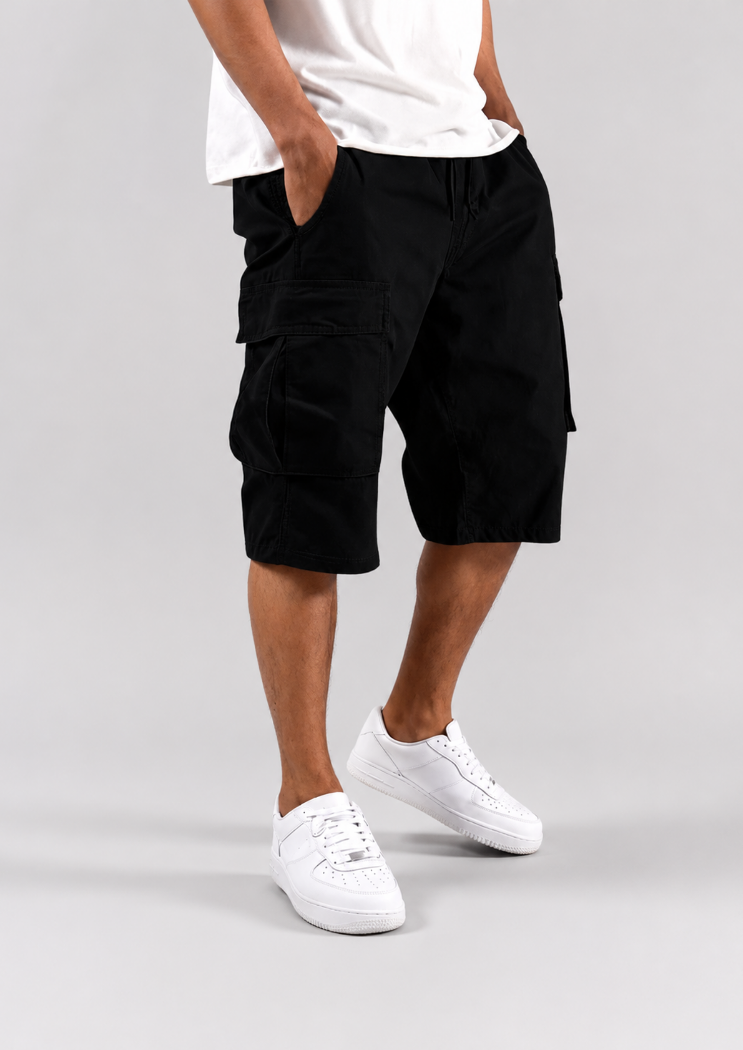 Men's Cargo Shorts with Drawstring Waist and Side Pockets