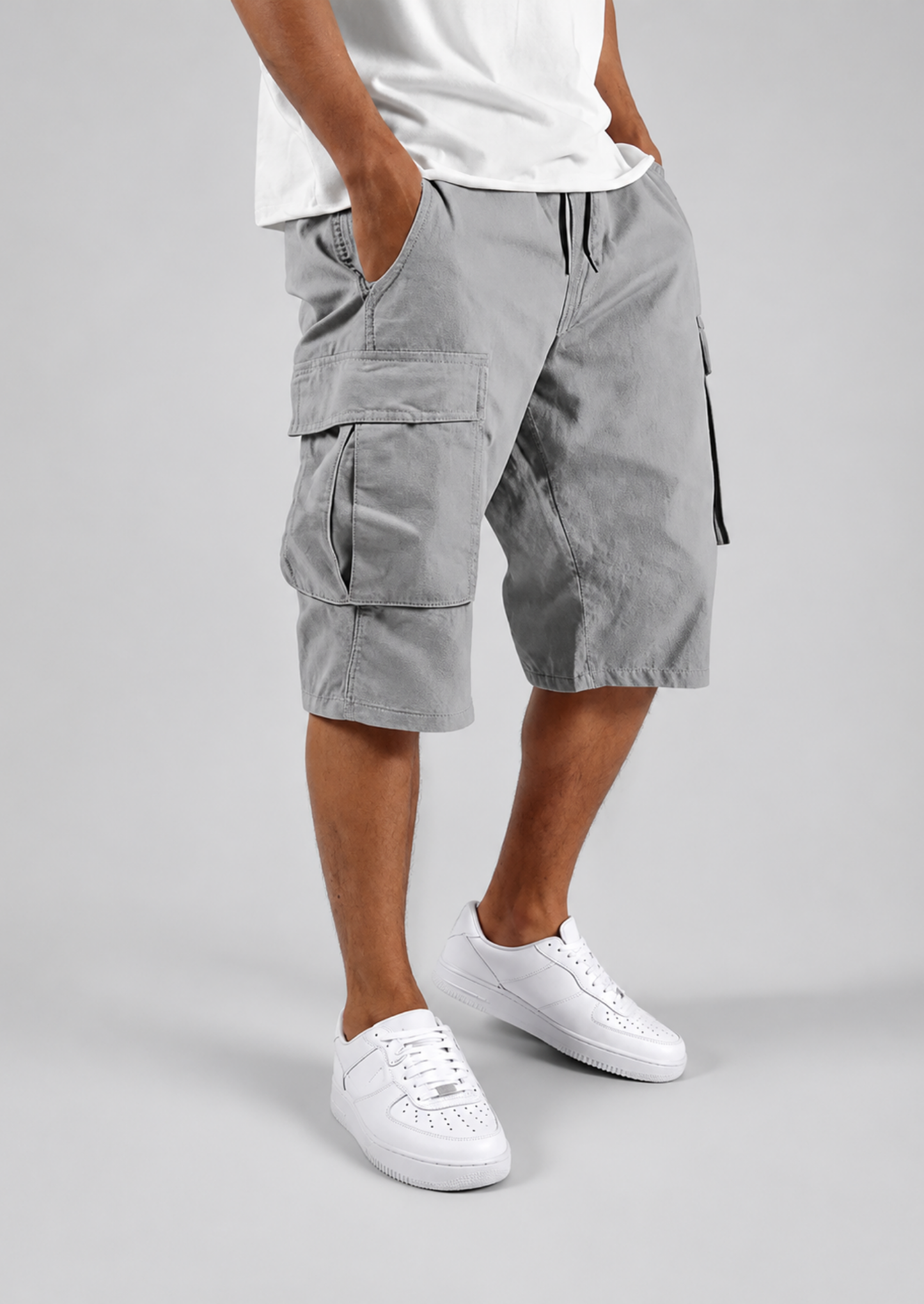 Men's Cargo Shorts with Drawstring Waist and Side Pockets